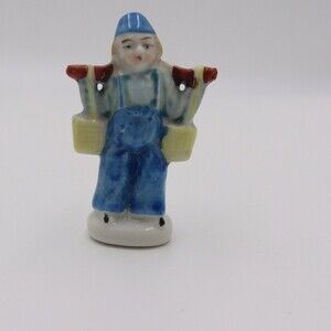 Occupied Japan Water Boy Yoke Figurine Statue Small 4" Vintage Antique
